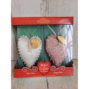 Hallmark mother-daughter give one keep one heart ornament Xmas vintage